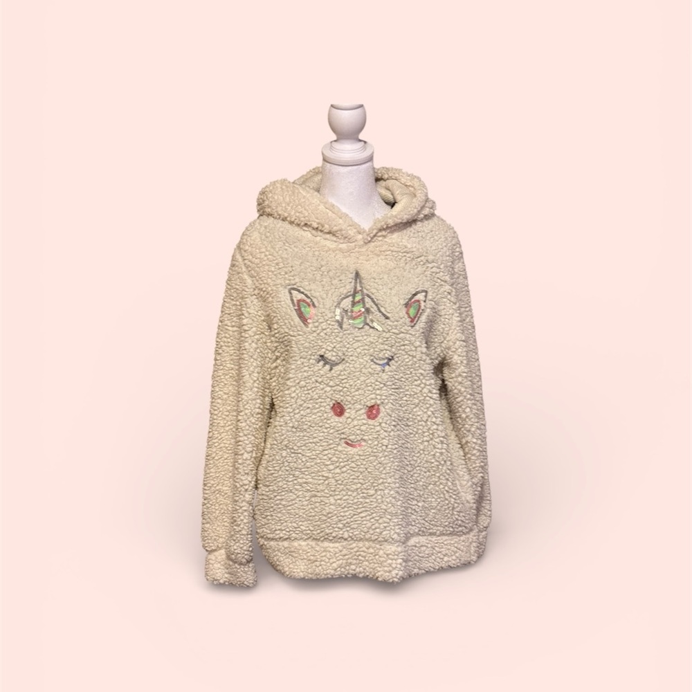 Say What? Cream Unicorn Fleece Hoodie